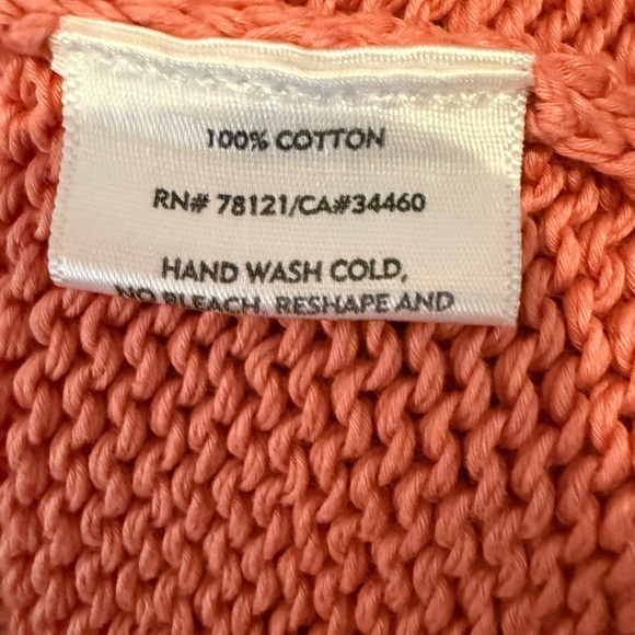 Vintage Eileen Fisher Coral V-Neck Hoodie Sweater Size L - Picture 4 of 5